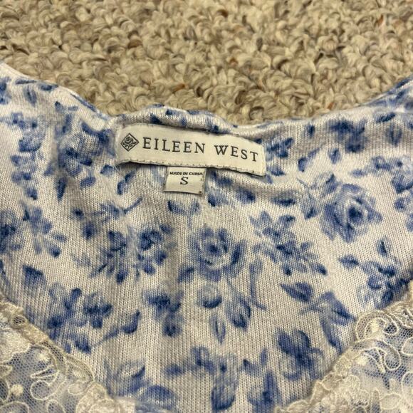 Eileen West Lace Trim Nightgown Sz S Floral Feminine Knee Length Trad Wife - Picture 5 of 6